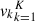 Mathematical equation: $ {{v}_k}_{k=1}^K$